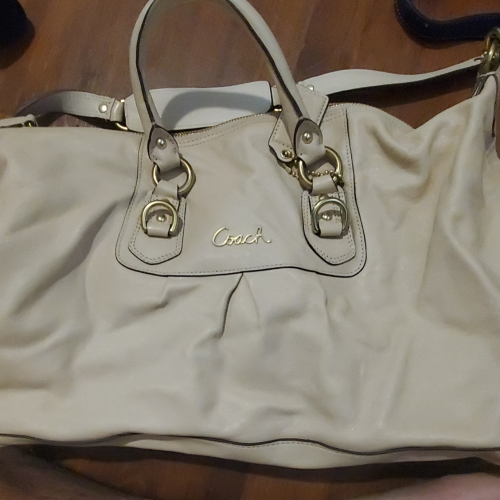 COACH ASHLEY BONE LEATHER SATCHEL PURSE F15447